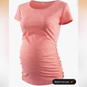 Ruched Side Maternity Tee - Coral Heather